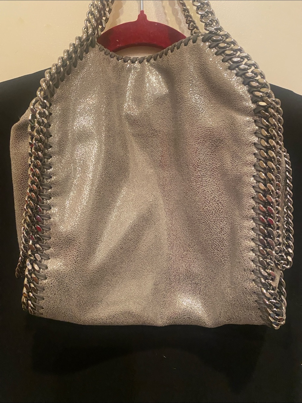 Stella McCartney Metallic Silver Falabella Chain Shoulder Bag